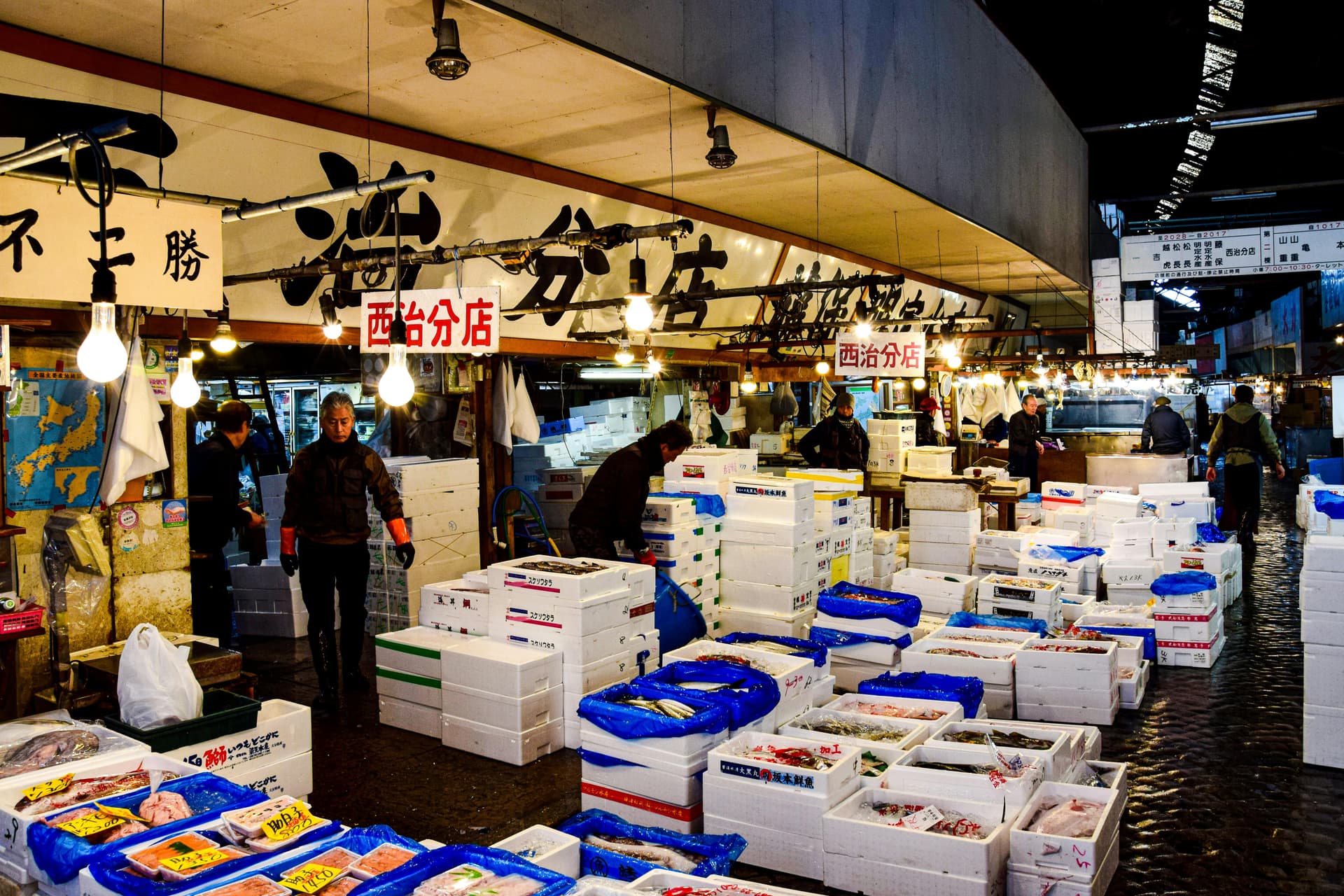 Colorful wagashi and bento displays in a Ginza department store basement