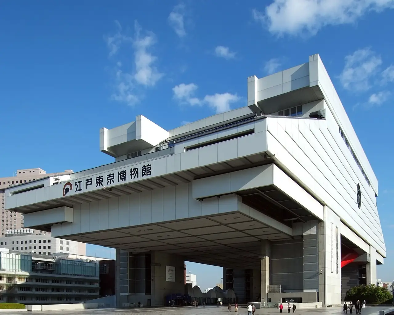 The Edo-Tokyo Museum building raised on giant pillars in Ryogoku
