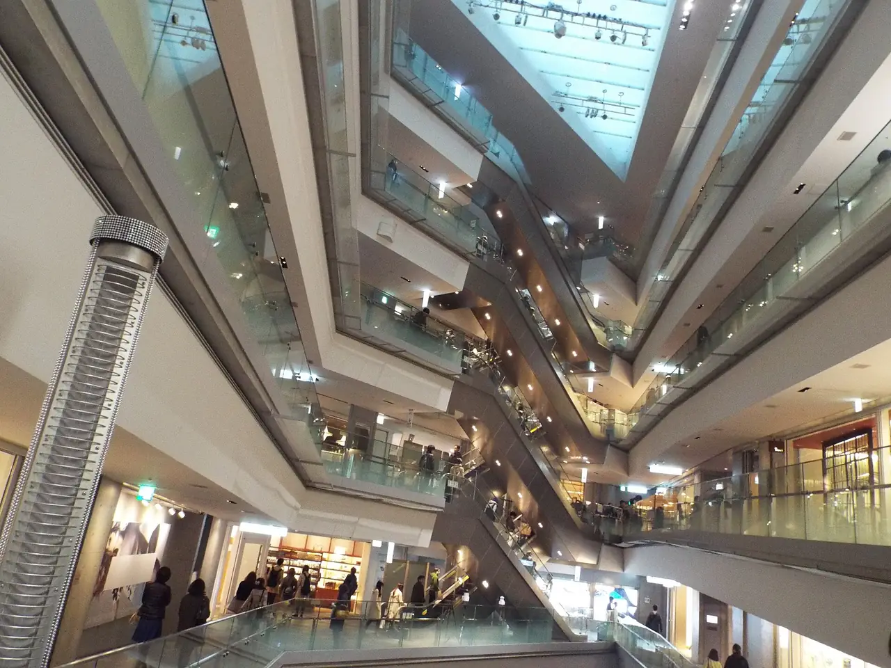 Shop floors stacked around the central atrium inside Omotesando Hills