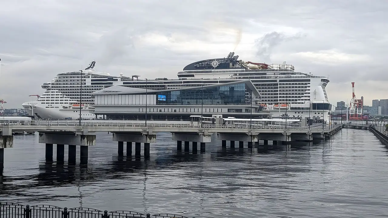 MSC Bellissima cruise ship docked at the Tokyo International Cruise Terminal