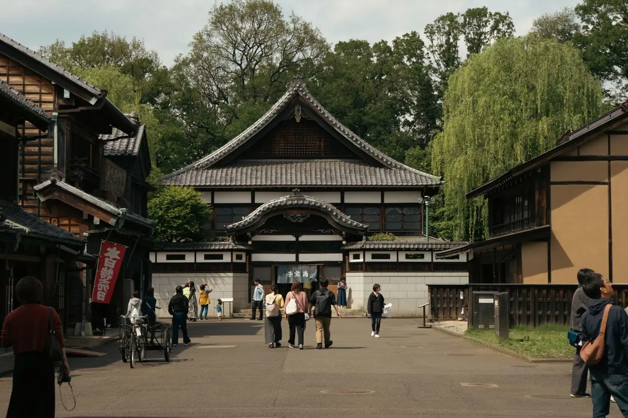 The temple-style Kodakara-yu bathhouse preserved at the Edo-Tokyo Open Air Architectural Museum