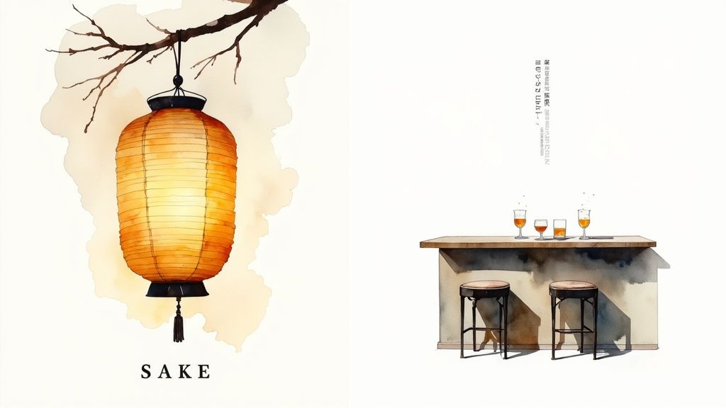 sake bar illustration