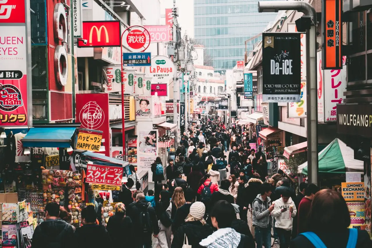 Shoppers packed shoulder to shoulder on Takeshita Street in Harajuku