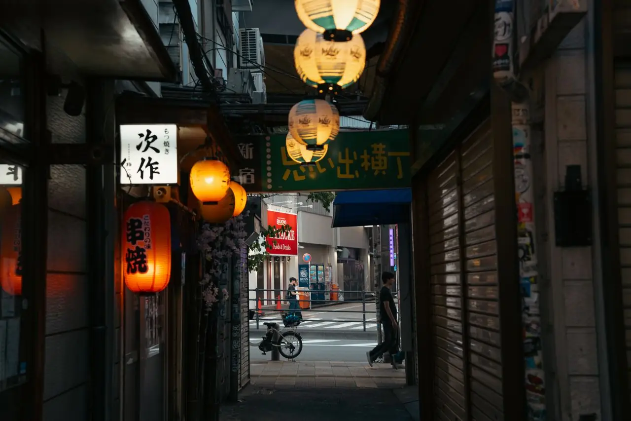 Paper lanterns at the entrance to Omoide Yokocho in Shinjuku